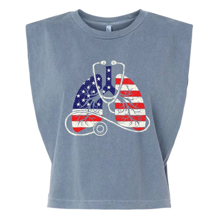 Patriotic Lungs American Flag Respiratory Therapist Garment-Dyed Women's Muscle Tee