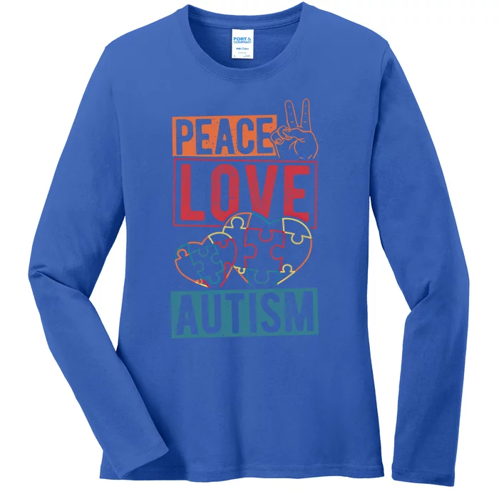 Peace Love Autism Awareness Support Family Health Peace Meaningful Gift Ladies Long Sleeve Shirt