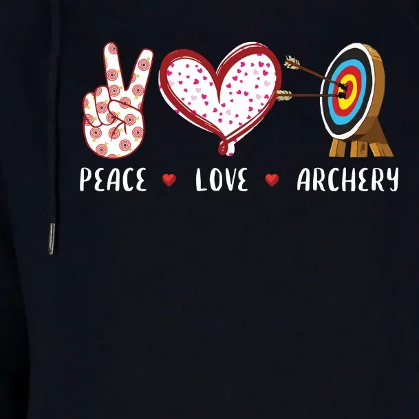 Peace Love Archery Target Gifts Men Women Archers Womens Funnel Neck Pullover Hood