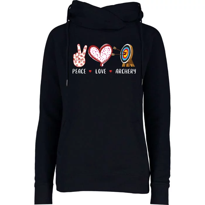 Peace Love Archery Target Gifts Men Women Archers Womens Funnel Neck Pullover Hood