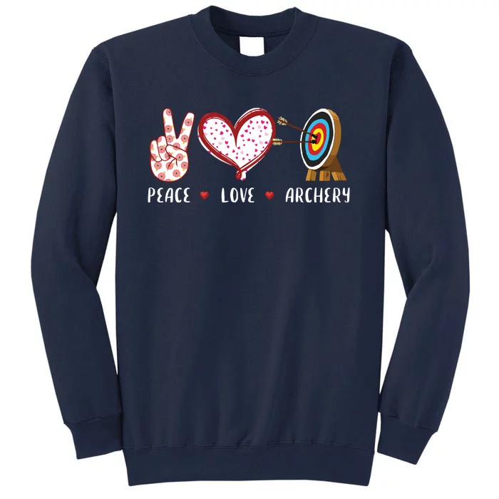 Peace Love Archery Target Gifts Men Women Archers Tall Sweatshirt