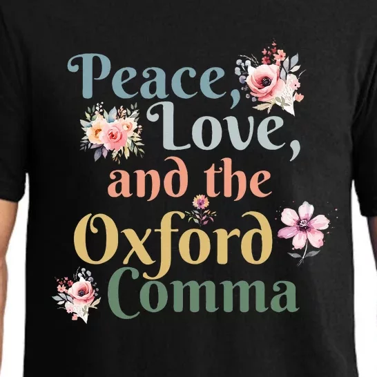 Peace Love And The Oxford Comma English Grammar Humor Joke Pajama Set