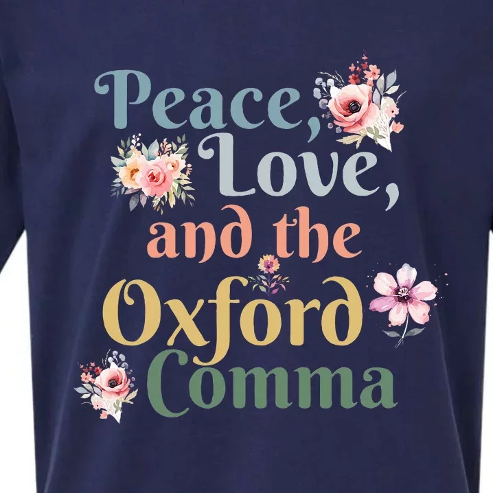 Peace Love And The Oxford Comma English Grammar Humor Joke Sueded Cloud Jersey T-Shirt