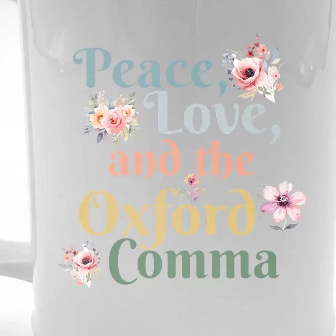 Peace Love And The Oxford Comma English Grammar Humor Joke Front & Back Beer Stein