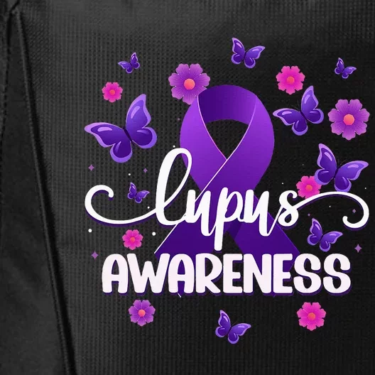 Purple Lupus Awareness Ribbon Purple Butterflies Lupus City Backpack