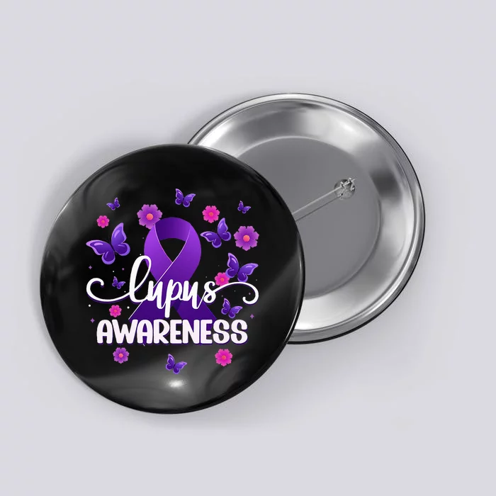 Purple Lupus Awareness Ribbon Purple Butterflies Lupus Button