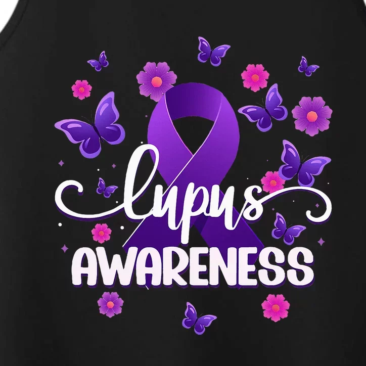 Purple Lupus Awareness Ribbon Purple Butterflies Lupus Performance Tank