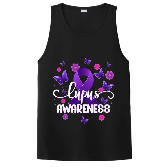 Purple Lupus Awareness Ribbon Purple Butterflies Lupus Performance Tank