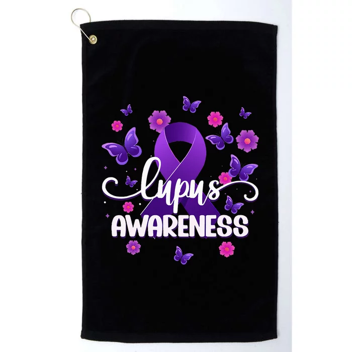 Purple Lupus Awareness Ribbon Purple Butterflies Lupus Platinum Collection Golf Towel