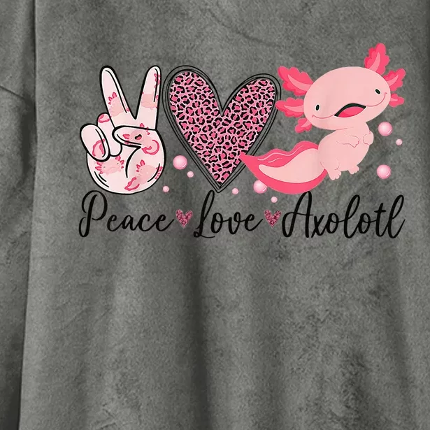 Peace Love Axolotl Heart Leopard Gift Nager Hooded Wearable Blanket