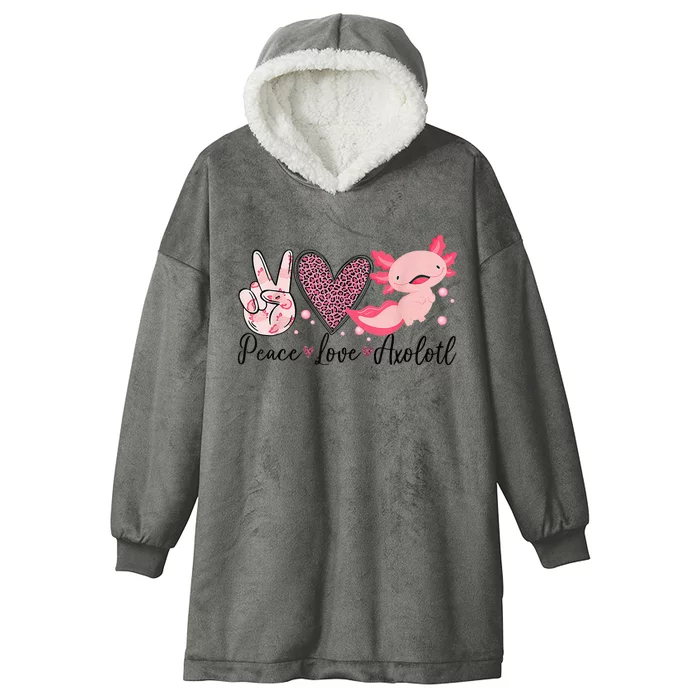 Peace Love Axolotl Heart Leopard Gift Nager Hooded Wearable Blanket