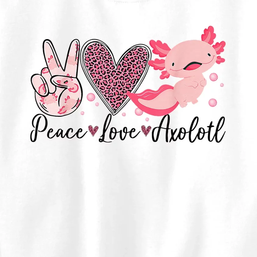 Peace Love Axolotl Heart Leopard Gift Nager Kids Sweatshirt