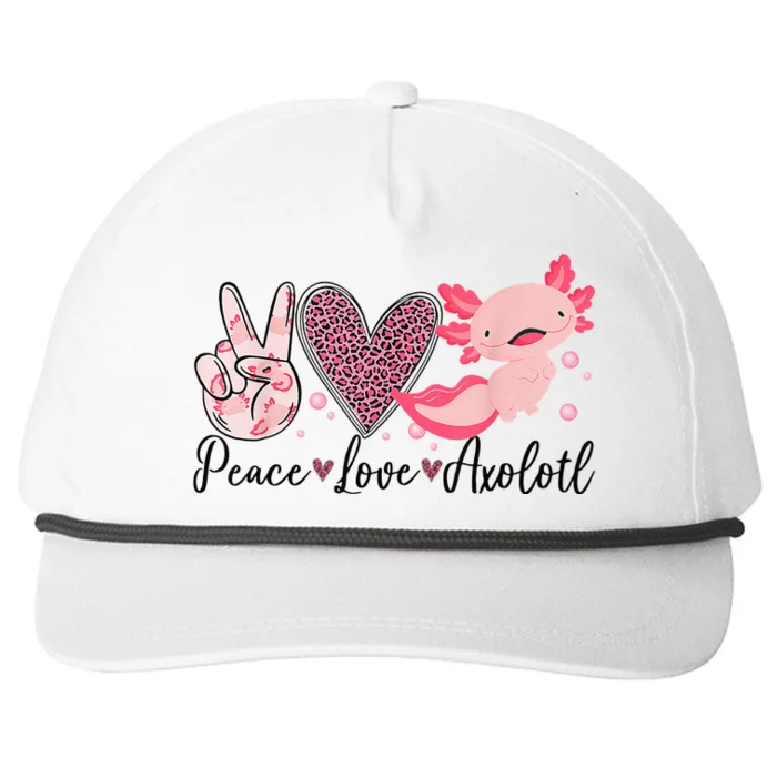 Peace Love Axolotl Heart Leopard Gift Nager Snapback Five-Panel Rope Hat