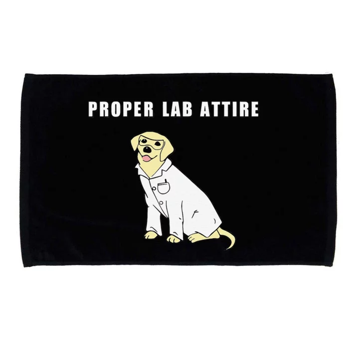 Proper Lab Attire Funny Laboratory Dog Pun Science Microfiber Hand Towel