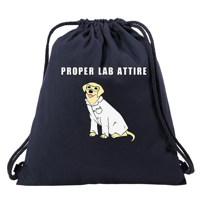 Proper Lab Attire Funny Laboratory Dog Pun Science Drawstring Bag