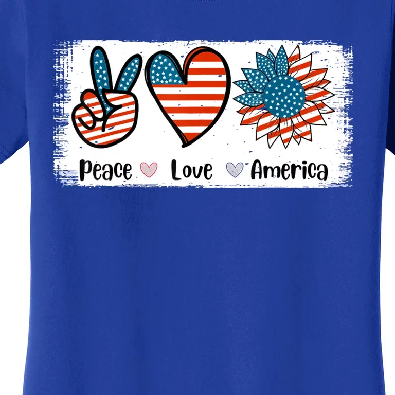 Peace Loves America Us Flag Fourth 4th Of July Patriot Great Gift Women's T-Shirt