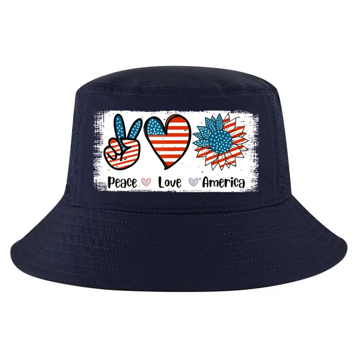 Peace Loves America Us Flag Fourth 4th Of July Patriot Great Gift Cool Comfort Performance Bucket Hat