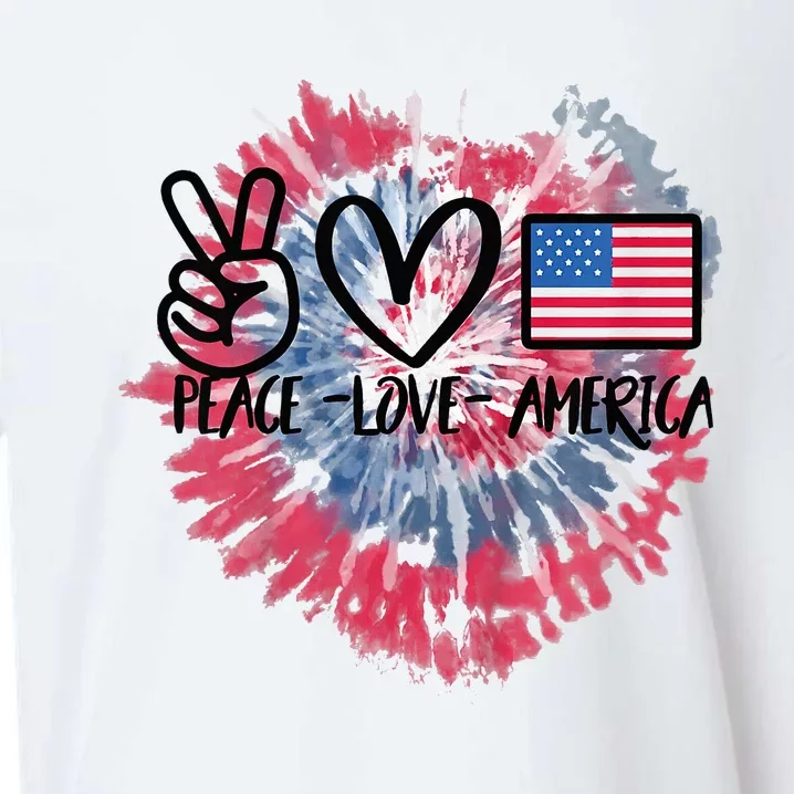 Peace Love America Tie Dye 4th Of July Patriotic For Gir Sueded Cloud Jersey T-Shirt