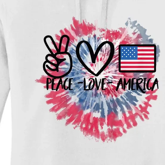 Peace Love America Tie Dye 4th Of July Patriotic For Gir Women's Pullover Hoodie