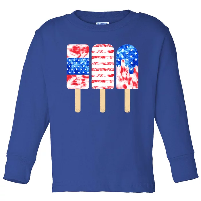 Peace Love America Sunflower Red White Blue Tie Dye 4th July Gift Toddler Long Sleeve Shirt