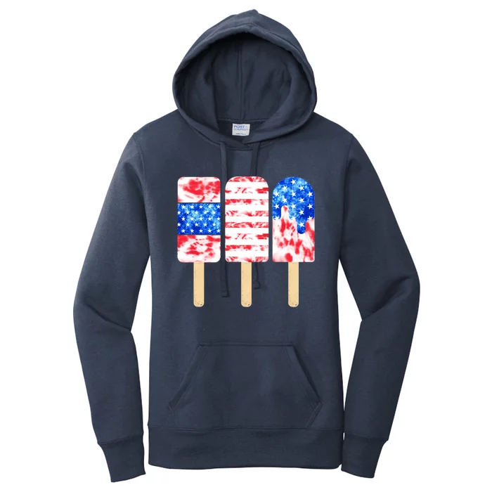 Peace Love America Sunflower Red White Blue Tie Dye 4th July Gift Women's Pullover Hoodie