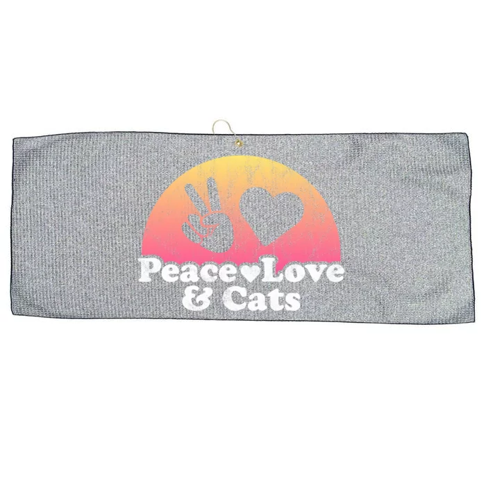 Peace Love And Cats Cat Cool Gift Large Microfiber Waffle Golf Towel