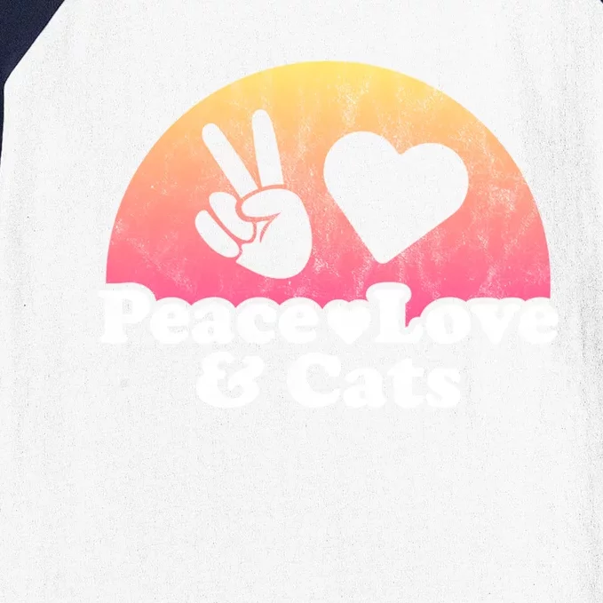 Peace Love And Cats Cat Cool Gift Baseball Sleeve Shirt