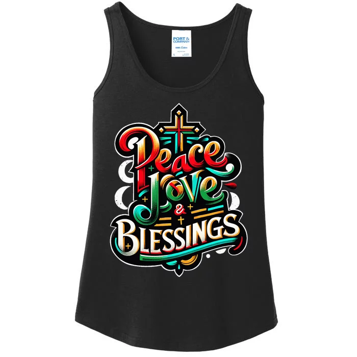 Peace Love And Blessings Inspirational Festive Christmas Ladies Essential Tank