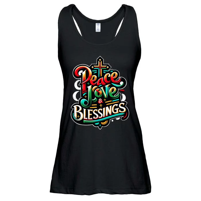 Peace Love And Blessings Inspirational Festive Christmas Ladies Essential Flowy Tank