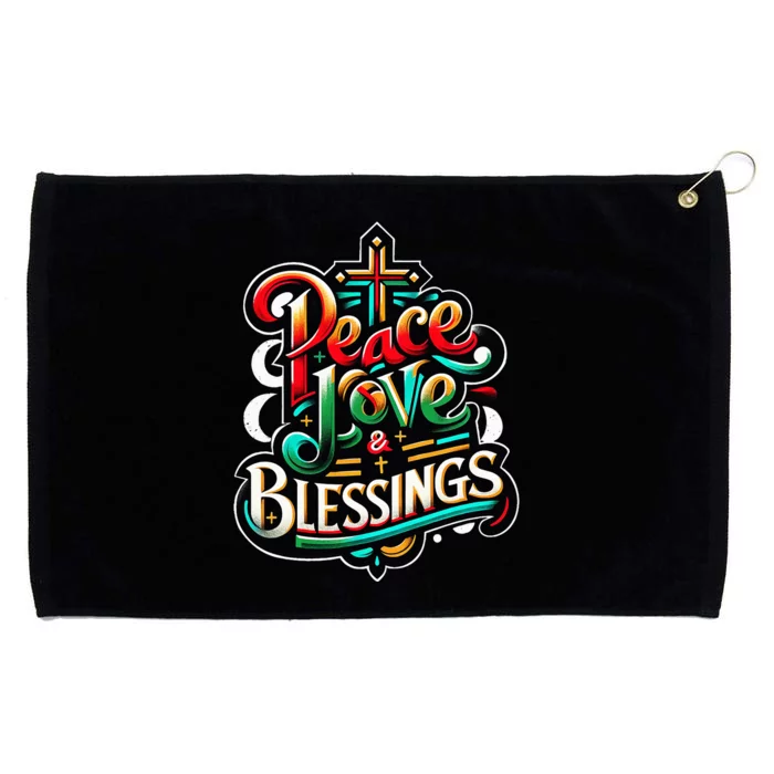 Peace Love And Blessings Inspirational Festive Christmas Grommeted Golf Towel