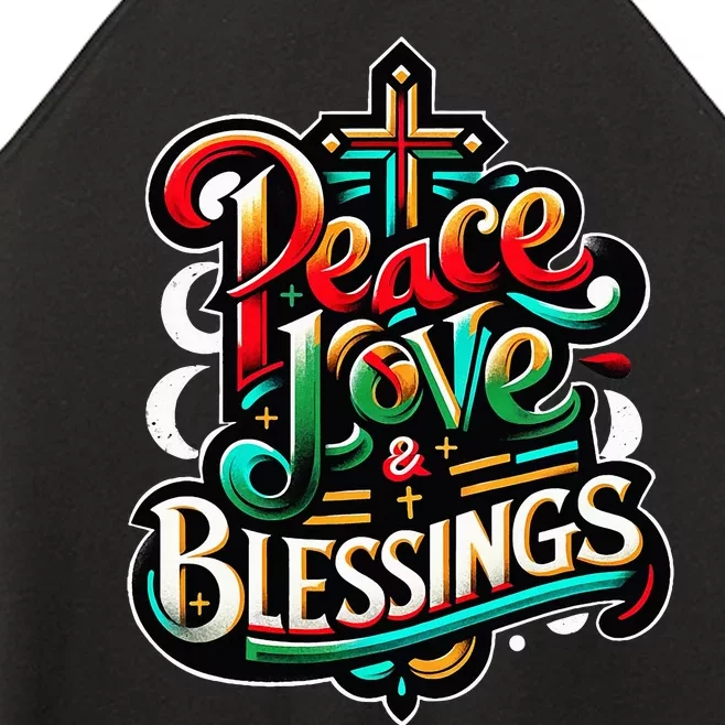 Peace Love And Blessings Inspirational Festive Christmas Women’s Perfect Tri Rocker Tank