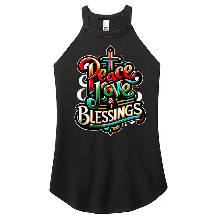 Peace Love And Blessings Inspirational Festive Christmas Women’s Perfect Tri Rocker Tank