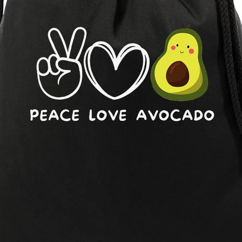 Peace Love Avocado Retro Avocado Lover Fruit Lover Drawstring Bag