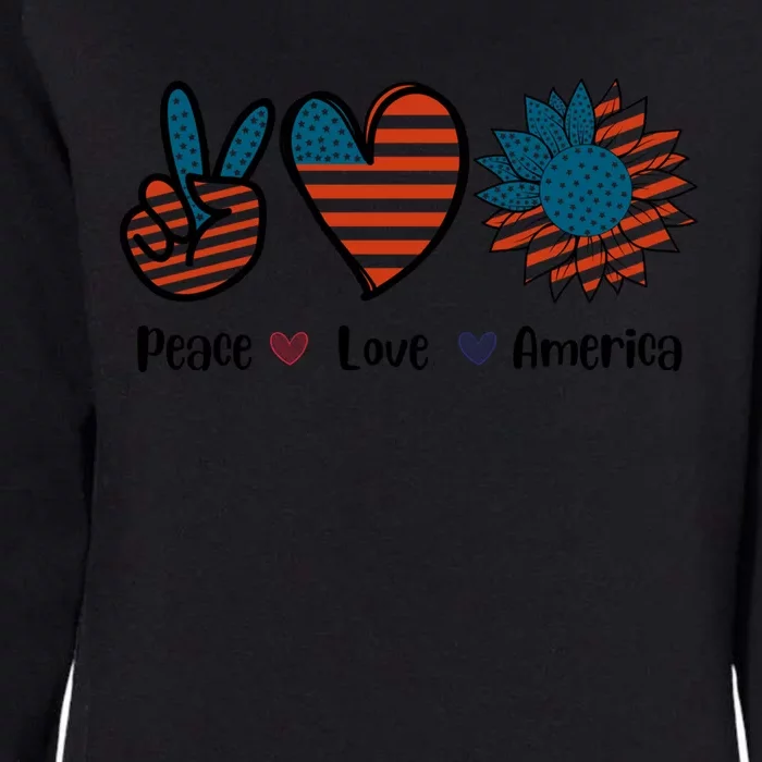 Peace Loves America Us Flag Fourth 4th Of July Patriot Gift Womens California Wash Sweatshirt