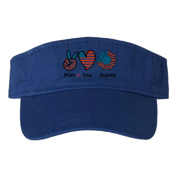 Peace Loves America Us Flag Fourth 4th Of July Patriot Gift Valucap Bio-Washed Visor