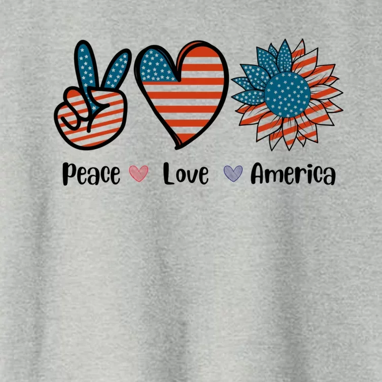 Peace Loves America Us Flag Fourth 4th Of July Patriot Gift Women's Crop Top Tee