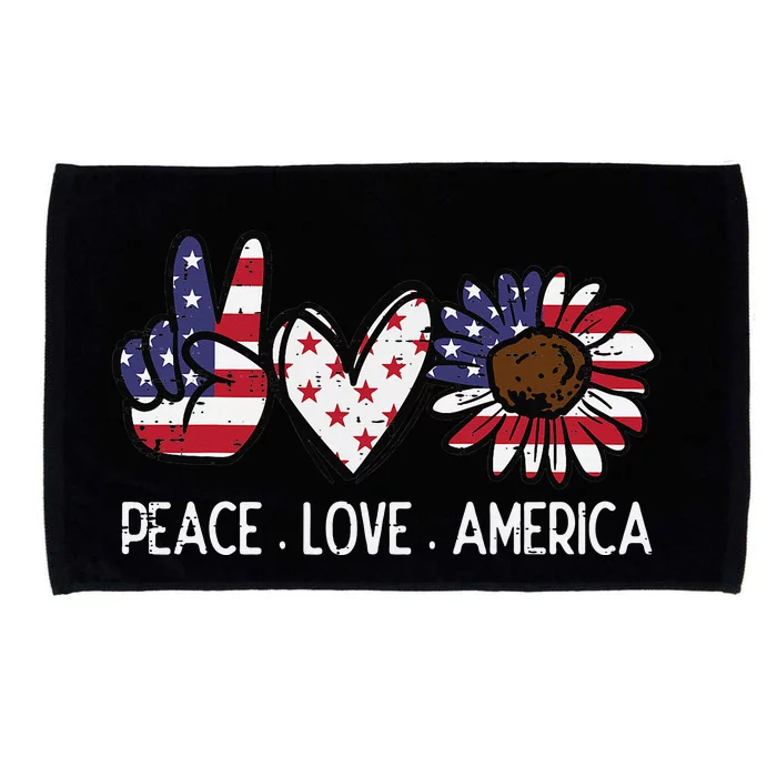 Peace Love America US Flag Fourth Wo 4th Of July Patriot Microfiber Hand Towel