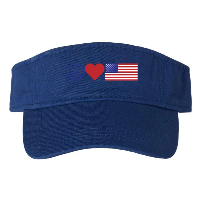 Peace Love America Cool Gift Valucap Bio-Washed Visor