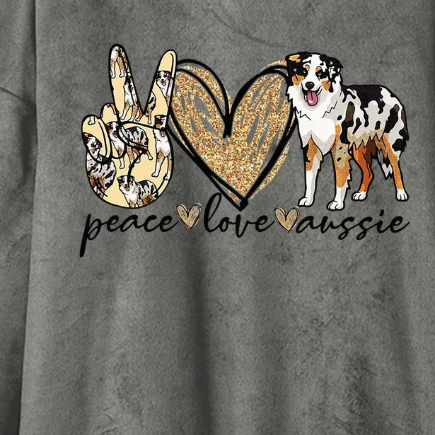 Peace Love Aussie Funny Aussie Mom Dog Mom Mother's Day Hooded Wearable Blanket