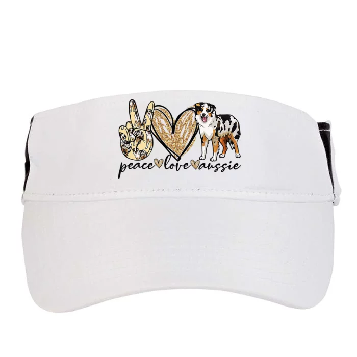 Peace Love Aussie Funny Aussie Mom Dog Mom Mother's Day Adult Drive Performance Visor