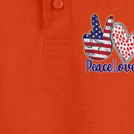 Peace Love America 4th July Patriotic Sunflower Heart Sign Cool Gift Dry Zone Grid Performance Polo