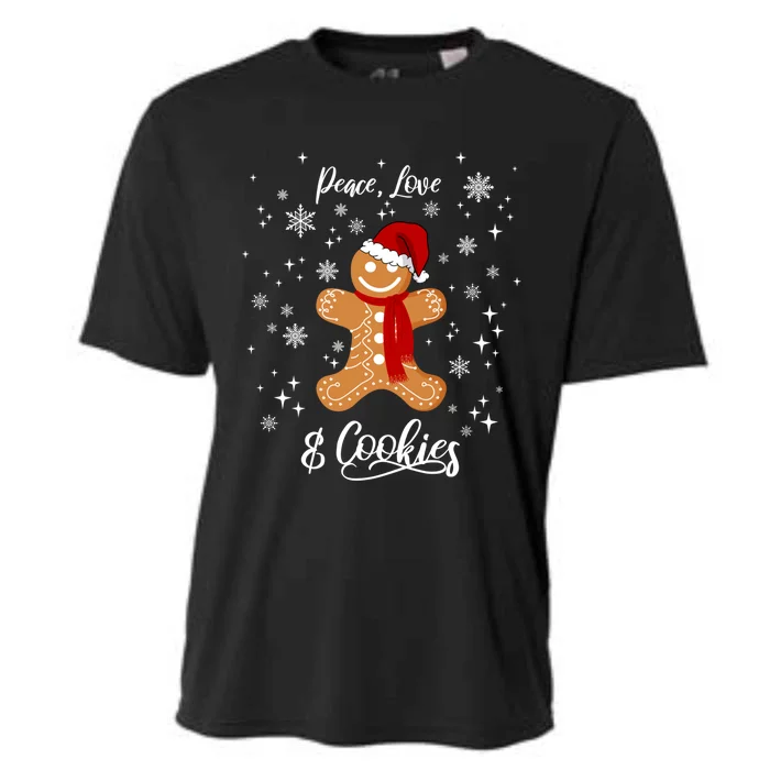 Peace Love And Cookies Santa Gingerbread Cookie Lover Great Gift Cooling Performance Crew T-Shirt