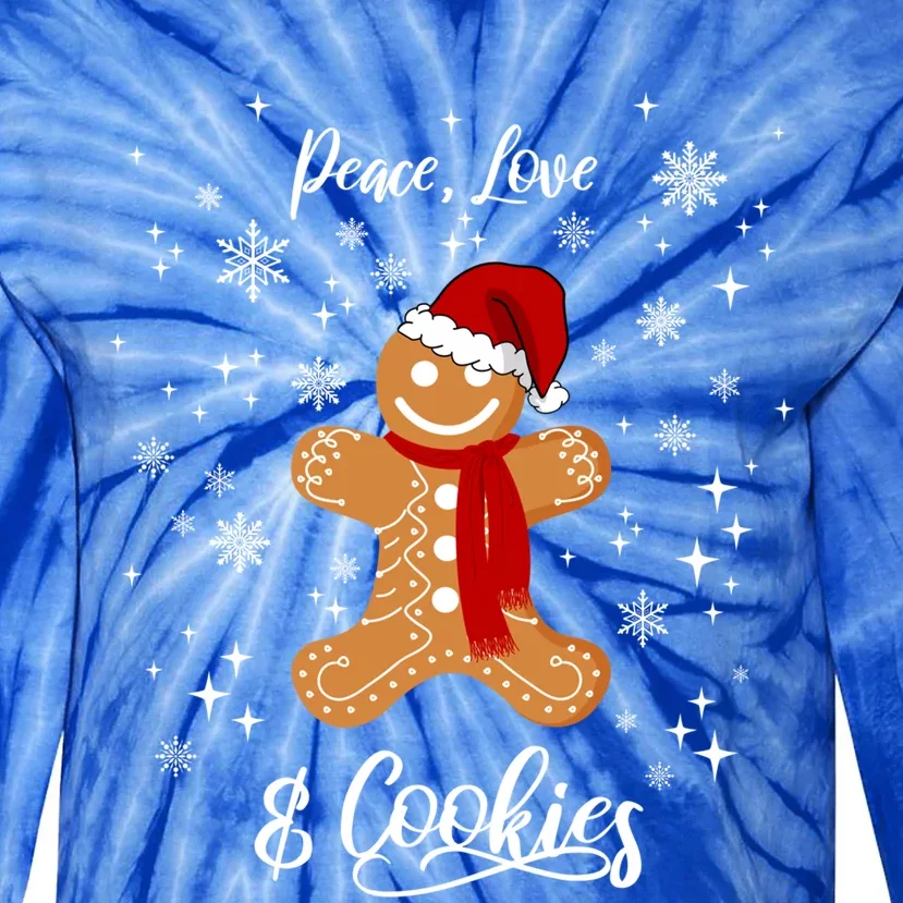 Peace Love And Cookies Santa Gingerbread Cookie Lover Great Gift Tie-Dye Long Sleeve Shirt