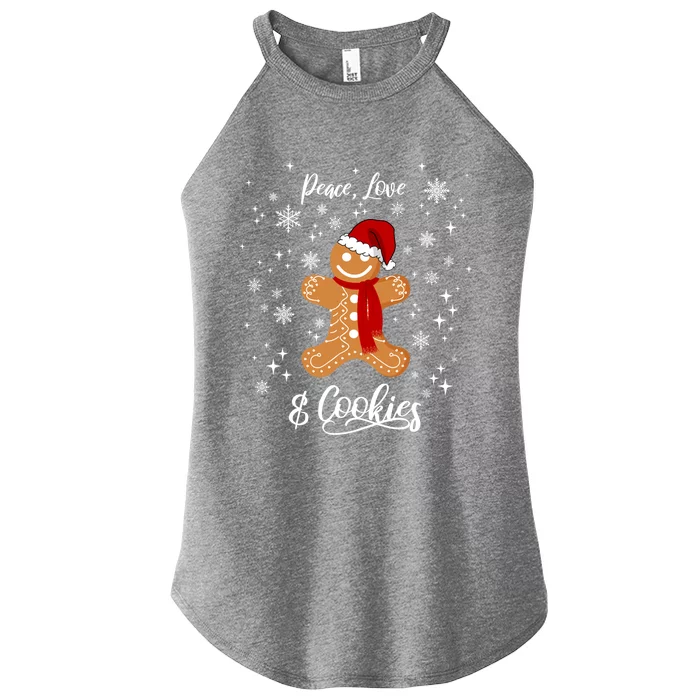 Peace Love And Cookies Santa Gingerbread Cookie Lover Great Gift Women’s Perfect Tri Rocker Tank