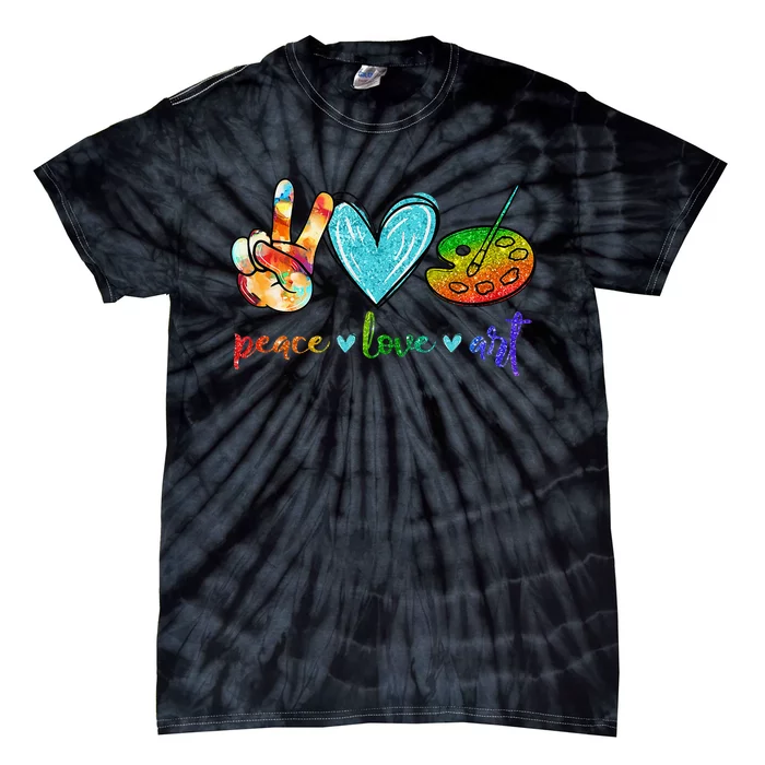 Peace Love Art Painting Palette Cute Art Teacher Gifts Tie-Dye T-Shirt