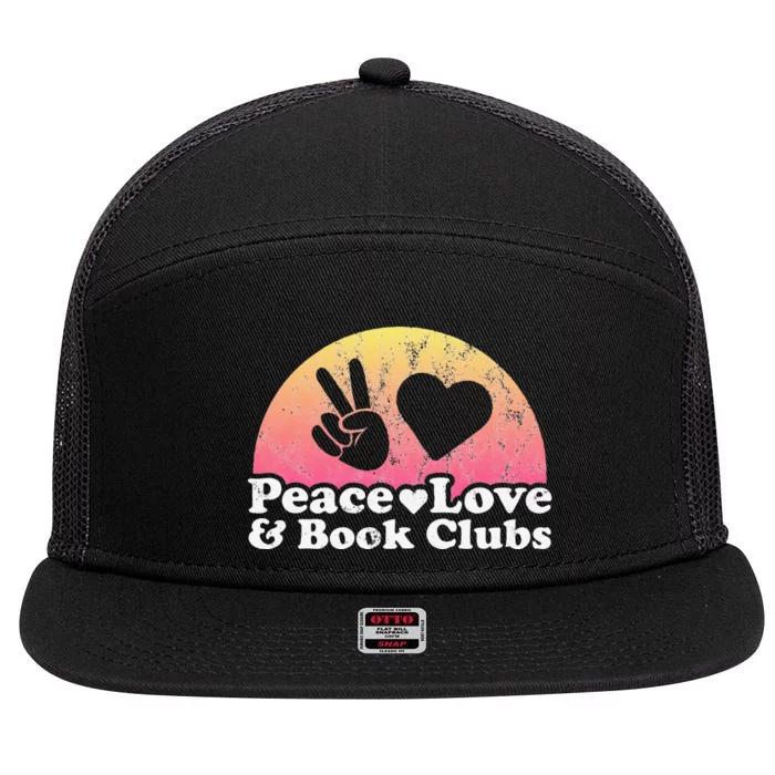 Peace Love and Book Clubs Book Club 7 Panel Mesh Trucker Snapback Hat