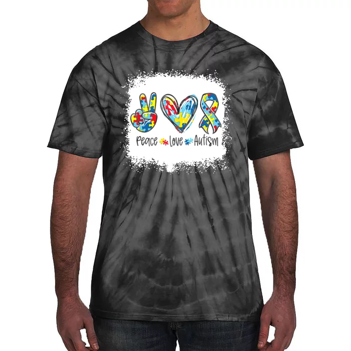 Peace Love Autism In April We Wear For Autism Awareness Tie-Dye T-Shirt