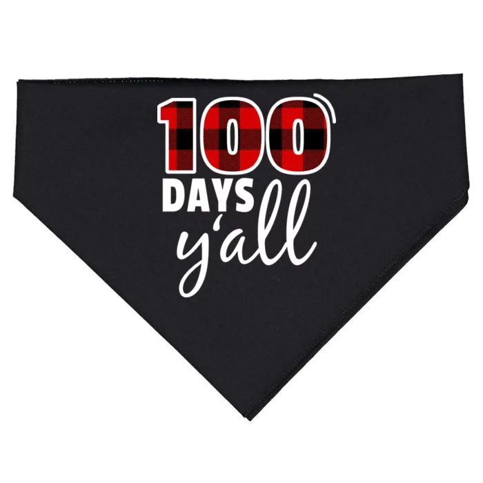 Plaid 100 Days Y'all Funny 100th Day Of School USA-Made Doggie Bandana