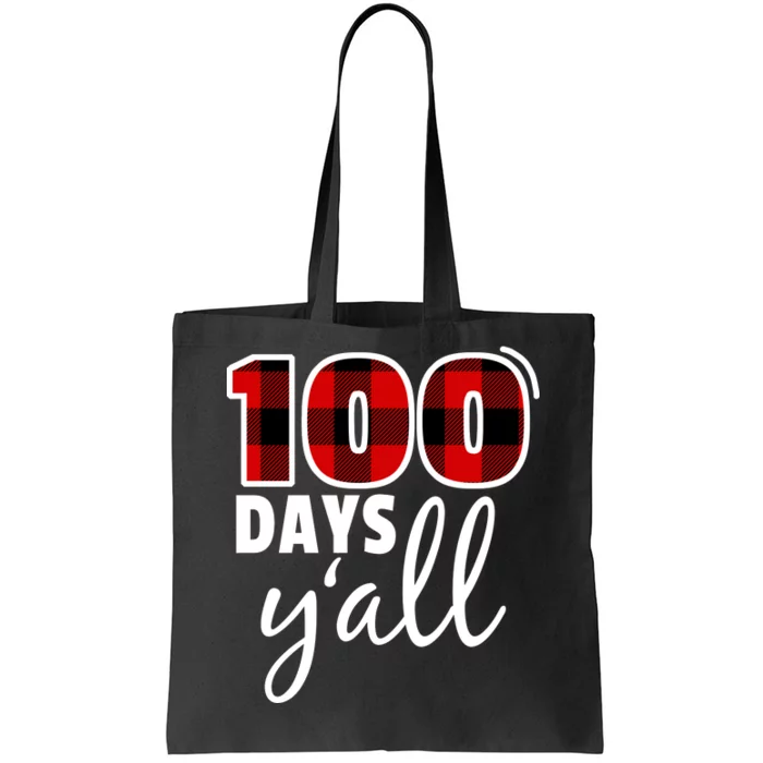 Plaid 100 Days Y'all Funny 100th Day Of School Tote Bag