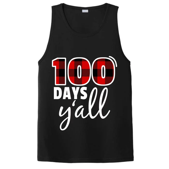 Plaid 100 Days Y'all Funny 100th Day Of School Performance Tank